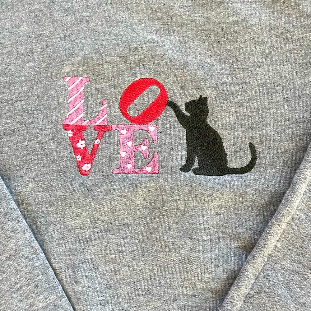 Cat Love Embroidered Sweatshirt